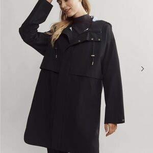 Rhone Tens Black Hooded Long Raincoat Jacket NWT Size M Waterproof Outerwear